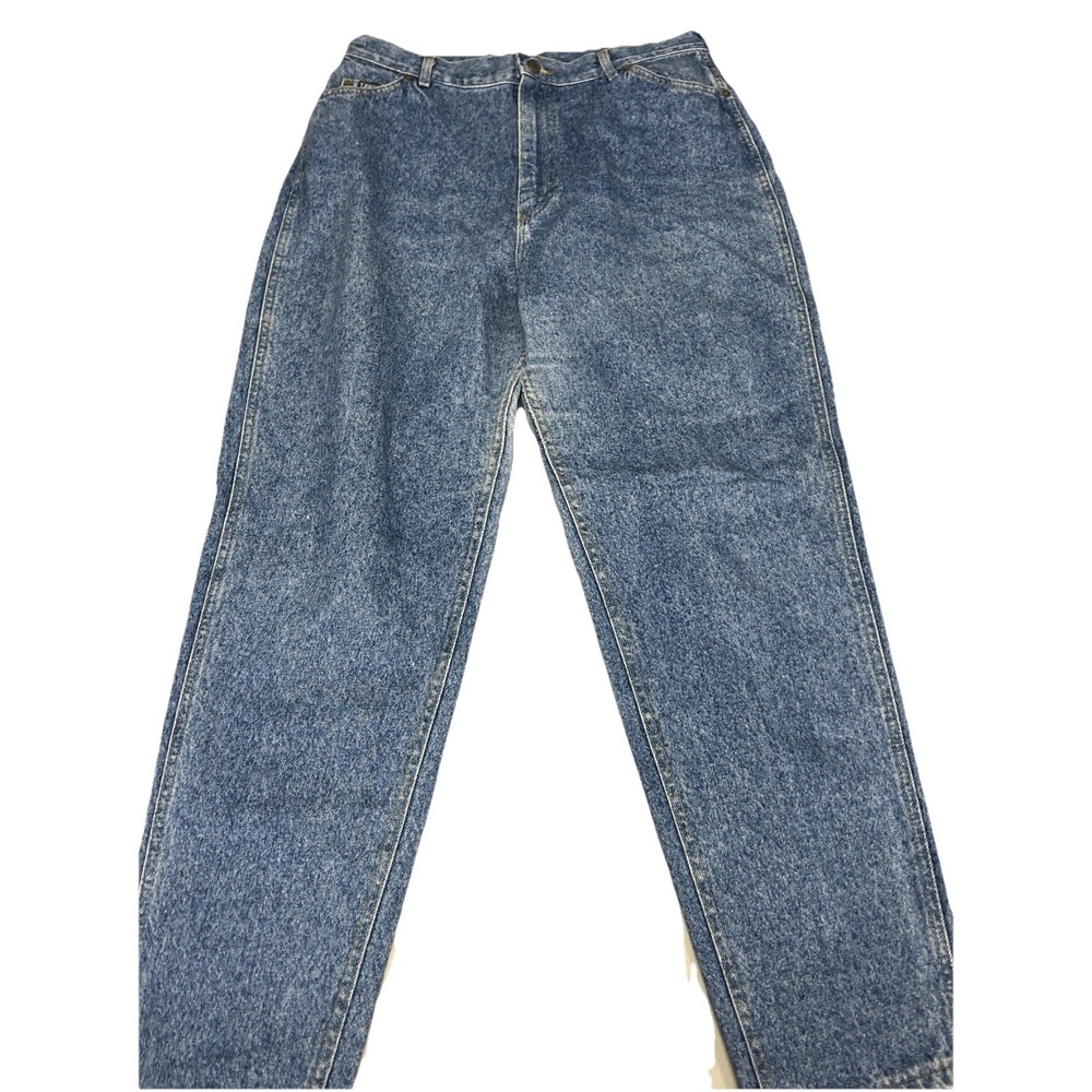 Vintage Lee Jeans 18 MED USA High Rise Tapered Acid Wash Mom Jeans 100% Cotton